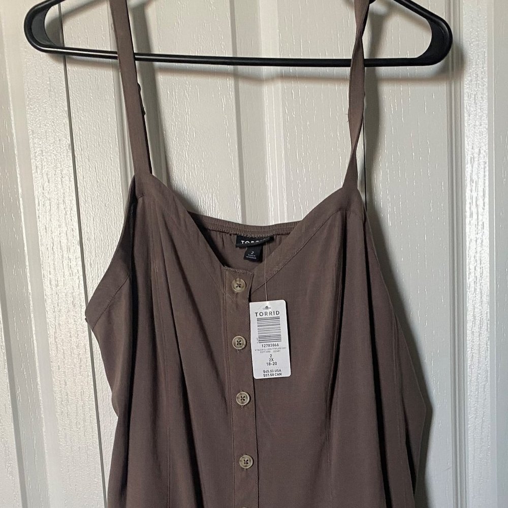 Olive Linen Fit & Flare Camisole